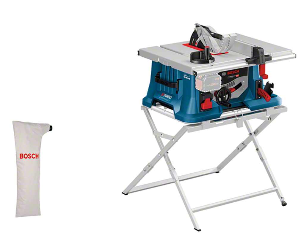 Bosch azul gts 18v-216 | sierra de mesa inalámbrica | biturbo | cuerpo | sin cargadores de baterias | con mesa de trabajo - 0601b44002