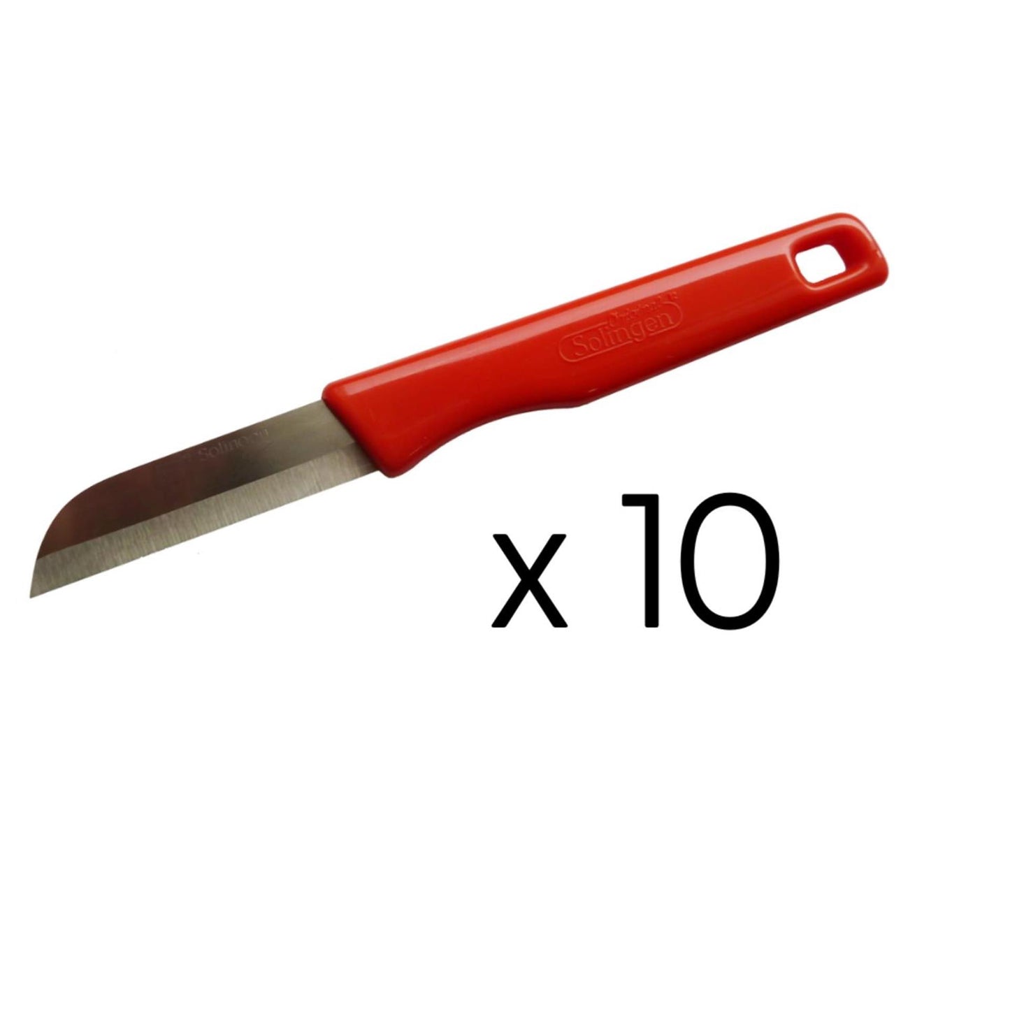 Coltello spelucchino solingen in acciaio inox rosso 10 pezzi