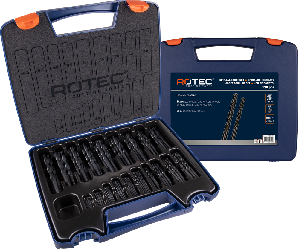 Set di punte elicoidali Rotec 1-13x0,5mm hss 202 pezzi