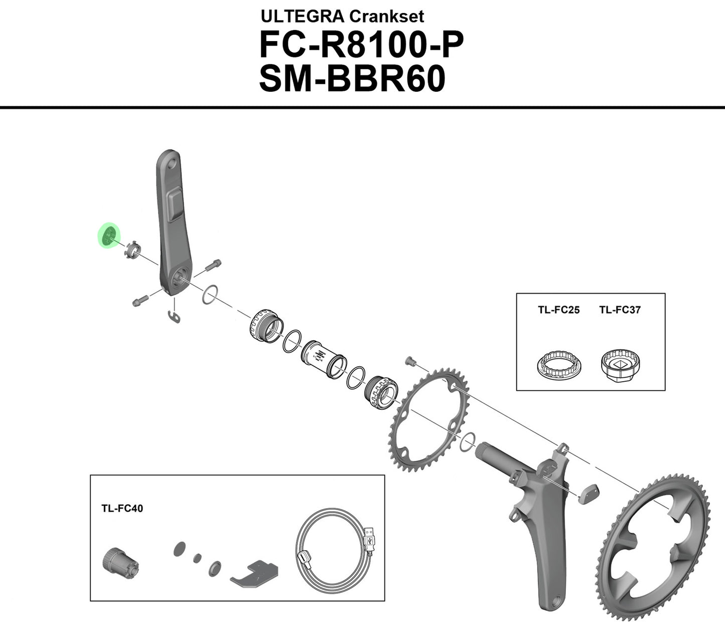 Tapa exterior Shimano para fc-r8100-p