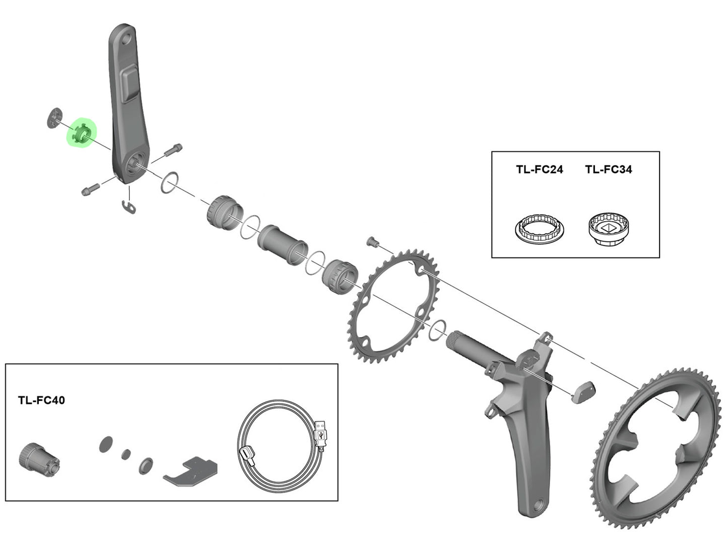 Anillo de fijación del brazo de biela Shimano para fc-r9200-p r9100-p r8100-p