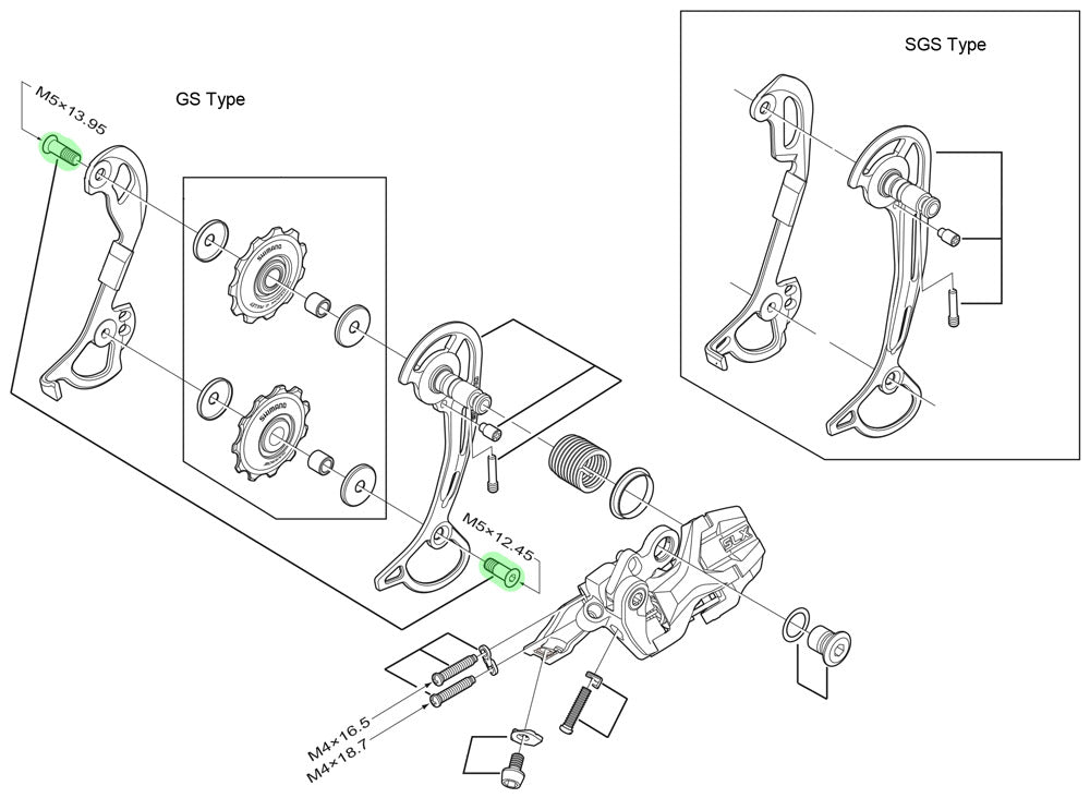 Pernos de la polea guía Shimano para rd-m622 t6000