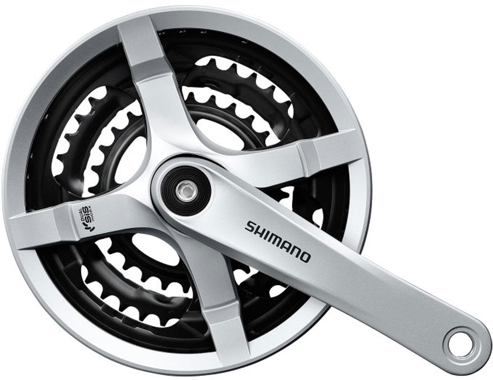 Shimano Crankset 6 7 8 Velocidad del torneo FC-TY501 con brazo de manivela de 170 mm 48 x 38 x 28T con pantalla de plata de la cadena