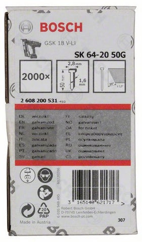 Bosch accesorios clavo con cabeza avellanada sk64 20 50g - 2608200531