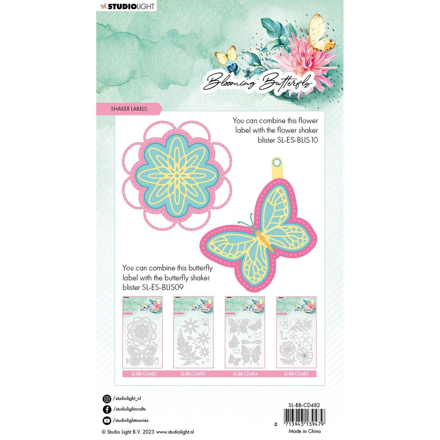 Luce da studio • Etichette shaker per fustelle da taglio a farfalla in fiore