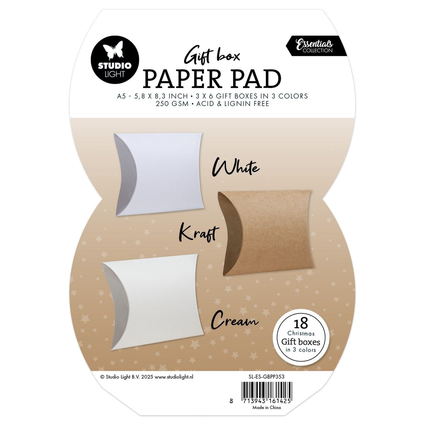 Studio light • scatola regalo per gli elementi essenziali, scatola per cuscino in carta