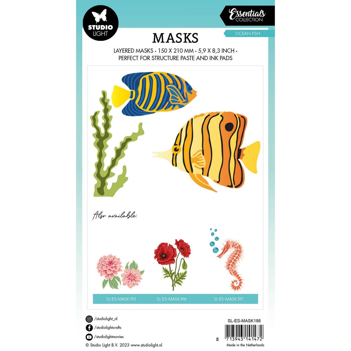 Luce da studio • stencil maschera essenziale pesce oceano
