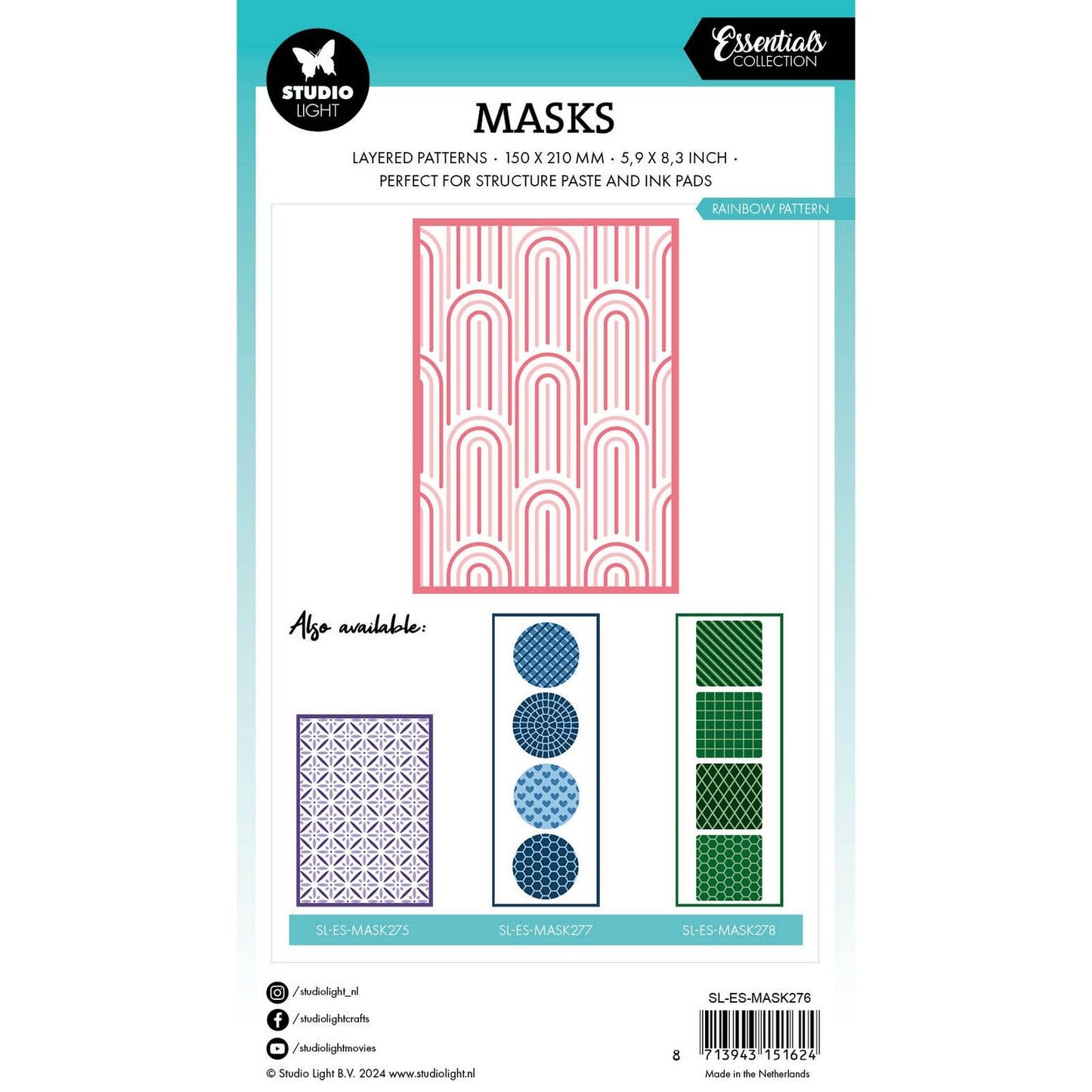 Luce da studio • maschera essenziale con motivo arcobaleno