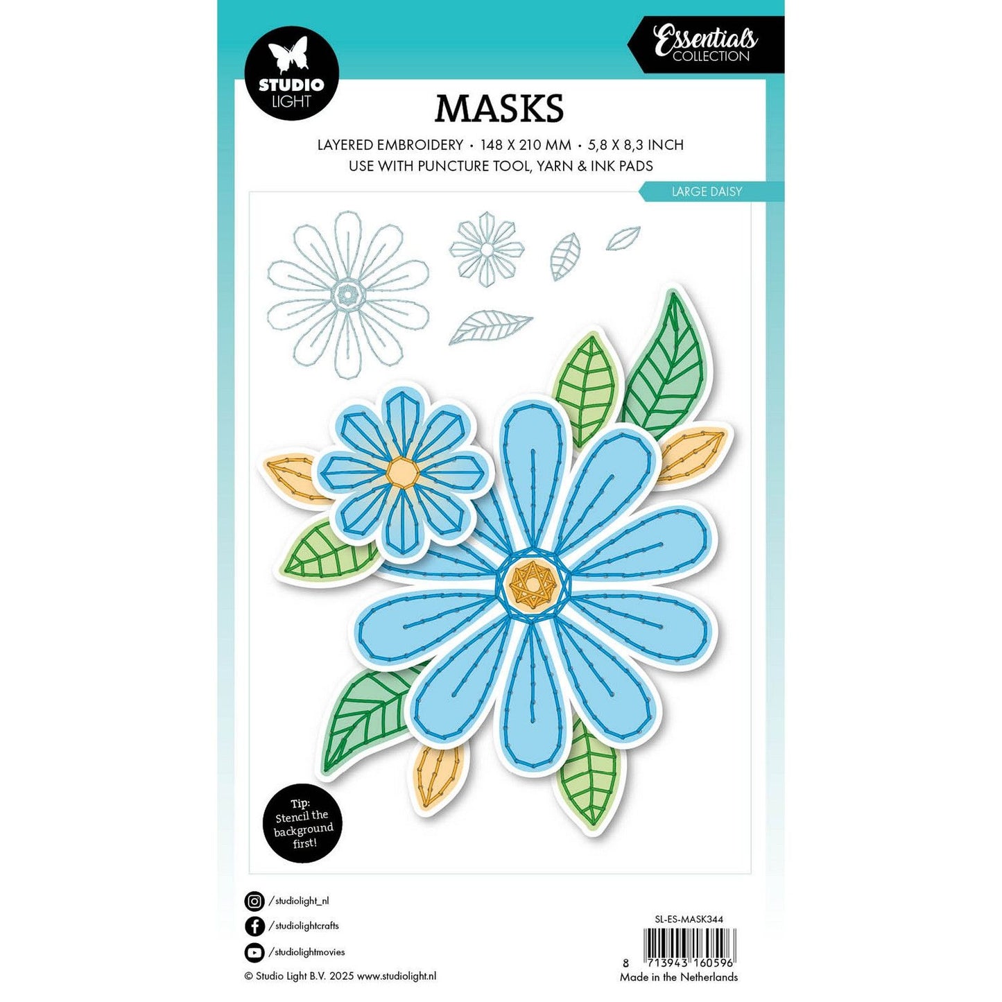 Luce da studio • ricamo maschera essenziale - grande margherita