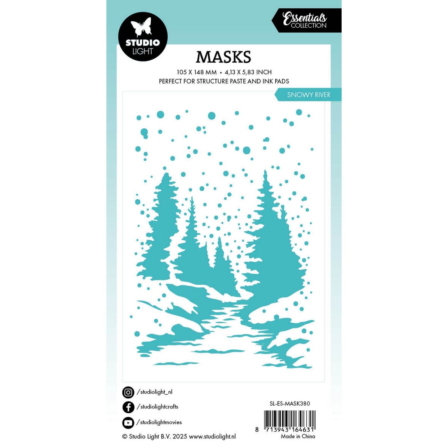 Luce da studio • maschera fiume innevato elementi essenziali 105x148x1mm