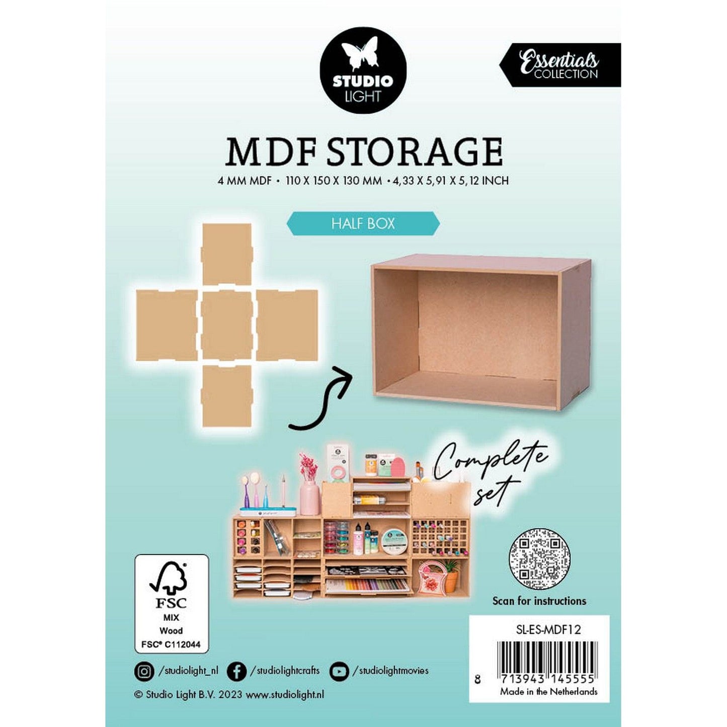 Studio light • mezza scatola portaoggetti in MDF essenziale