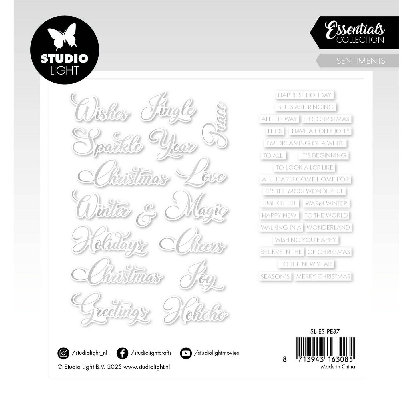 Luce da studio • elementi essenziali in carta argento sentimenti classici