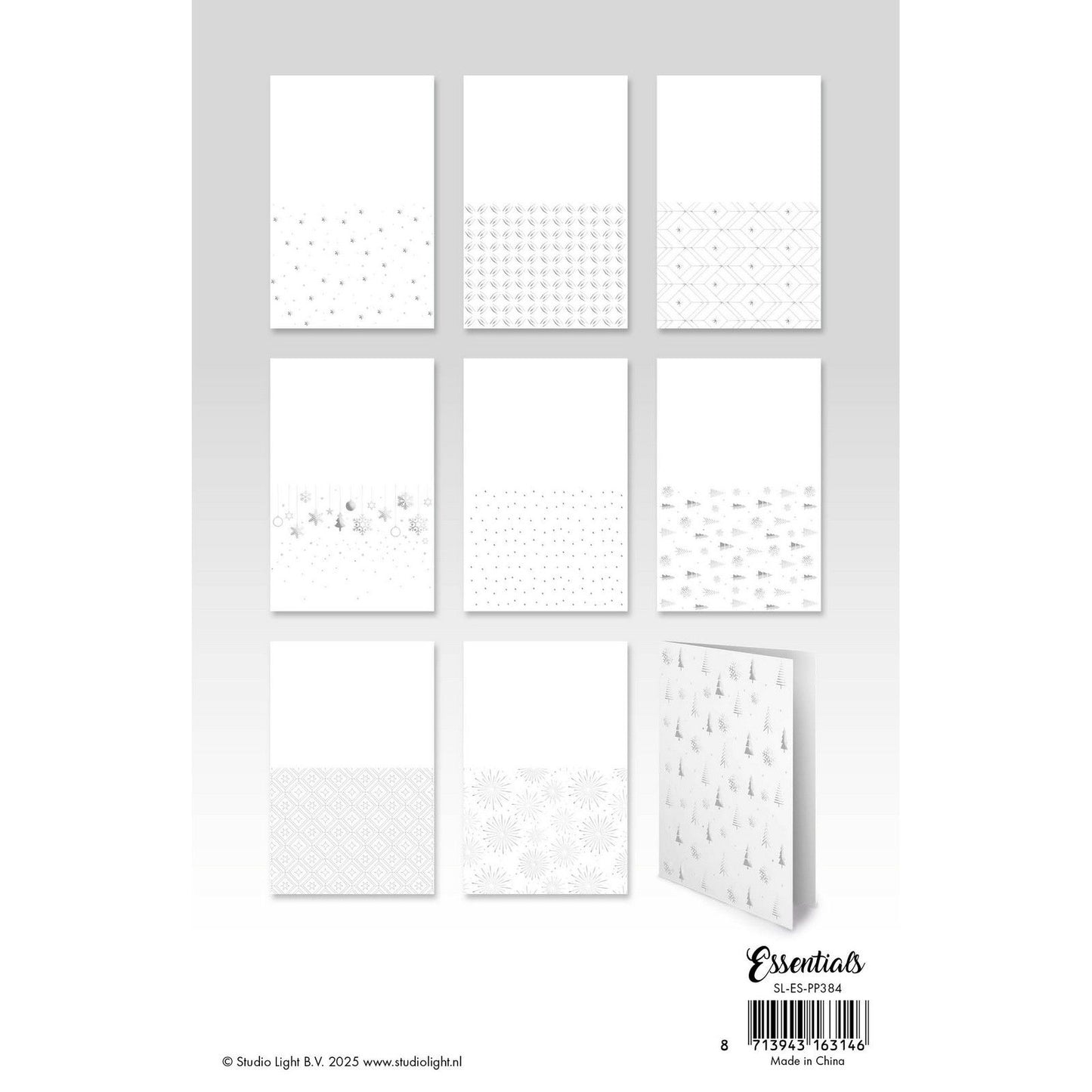 Luce da studio • Carte sventate essenziali con motivi argentati