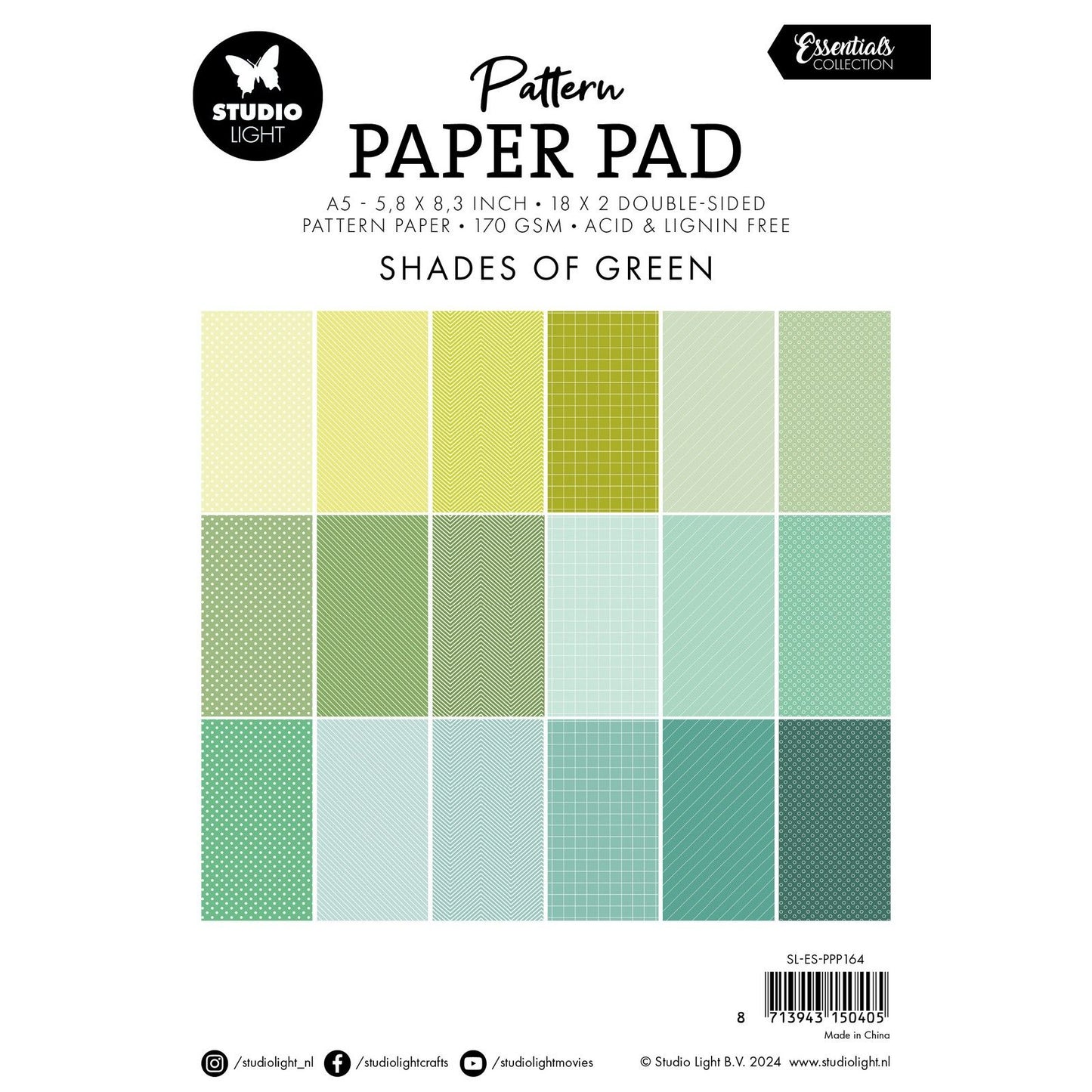 Luz de estudio • Bloc de papel con estampado esencial en tonos verdes
