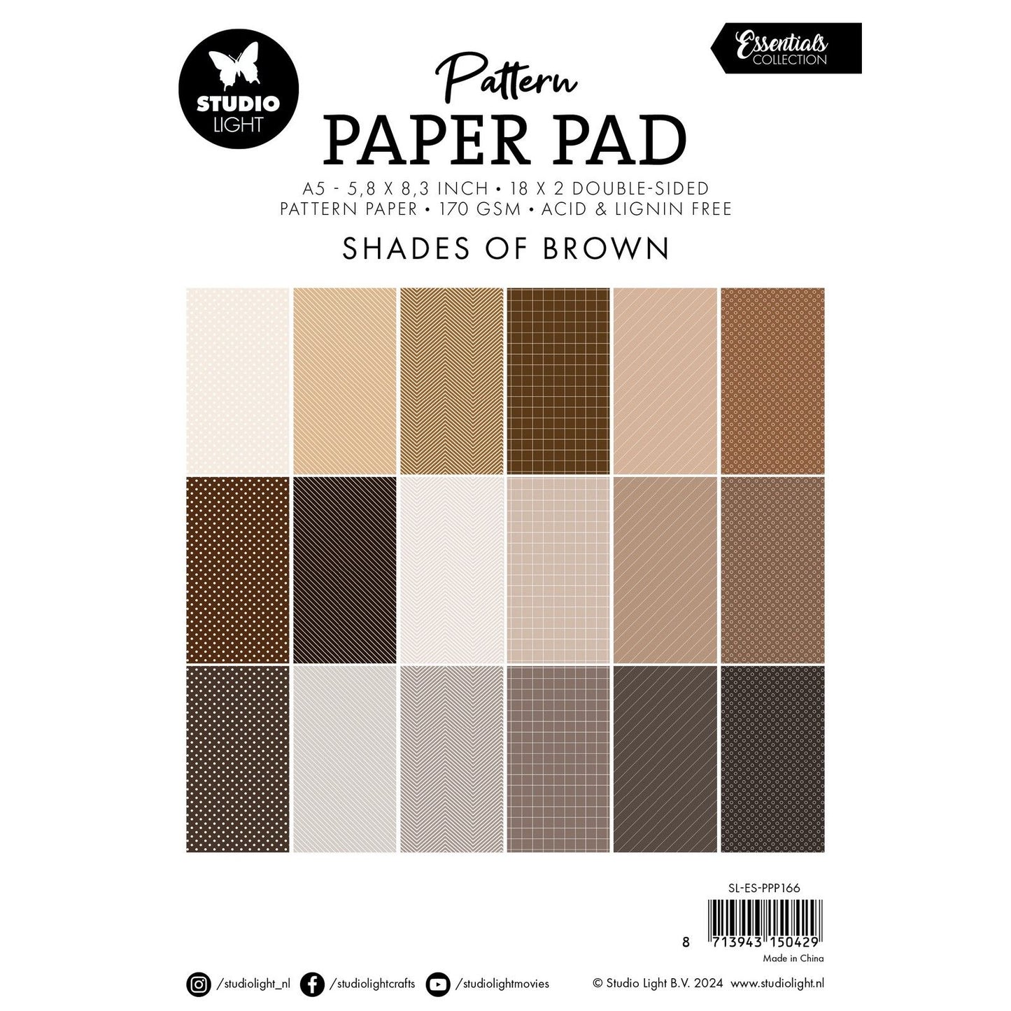 Luz de estudio • bloc de papel con estampado esencial en tonos marrones