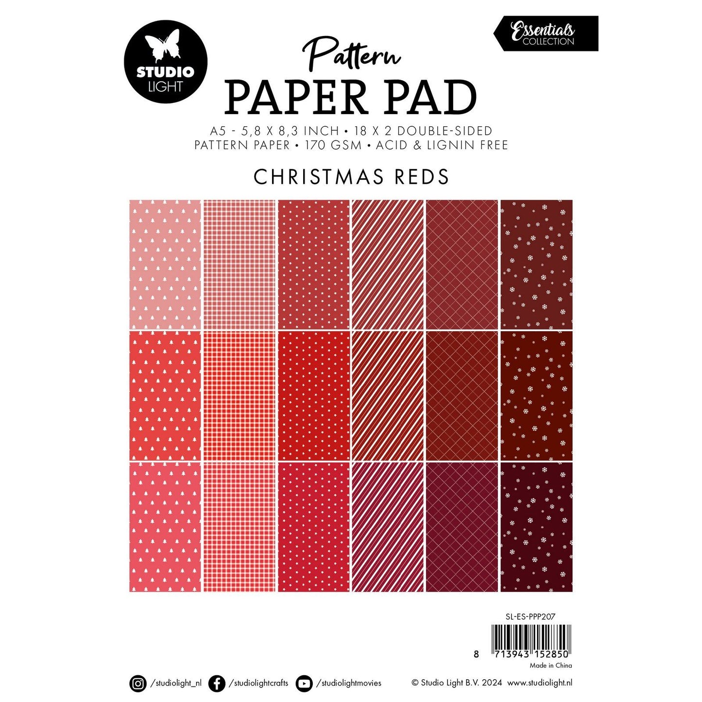 Luz de estudio • bloc de papel con patrones esenciales rojos navideños