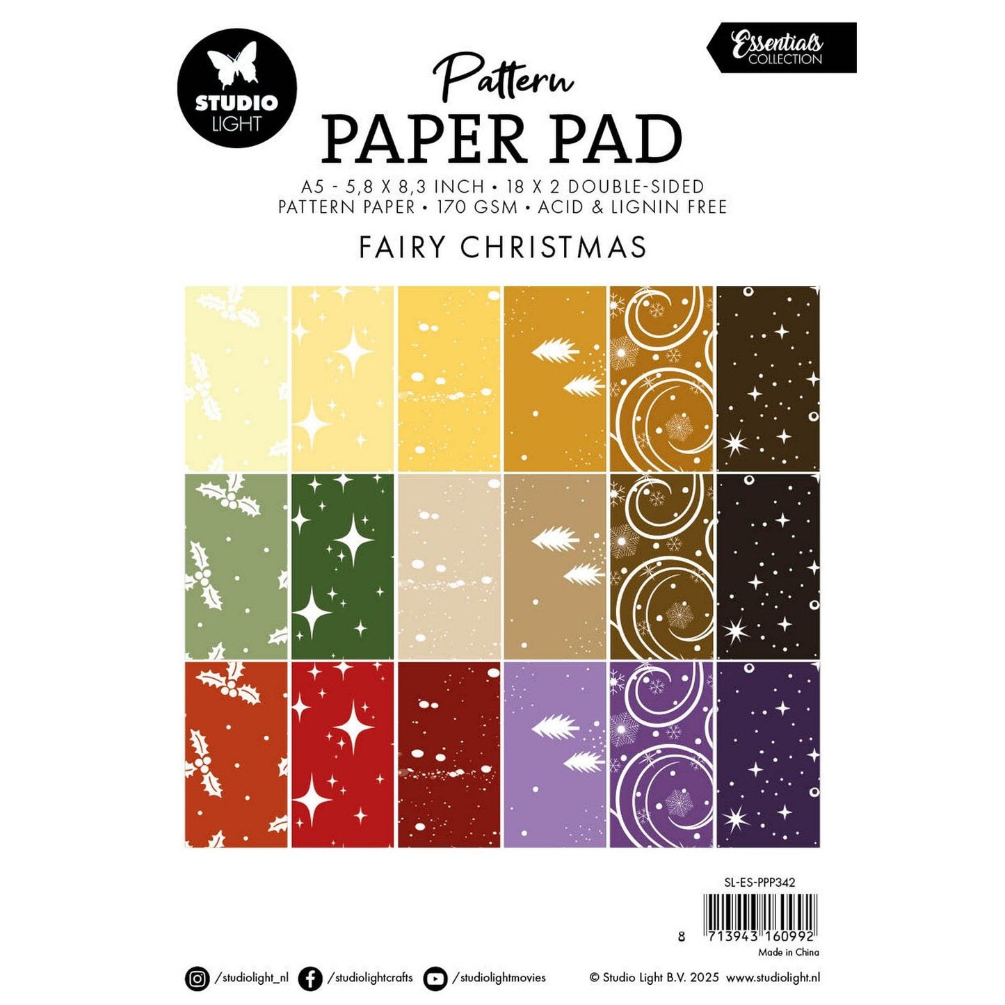 Luz de estudio • patrón esencial bloc de papel hada navidad