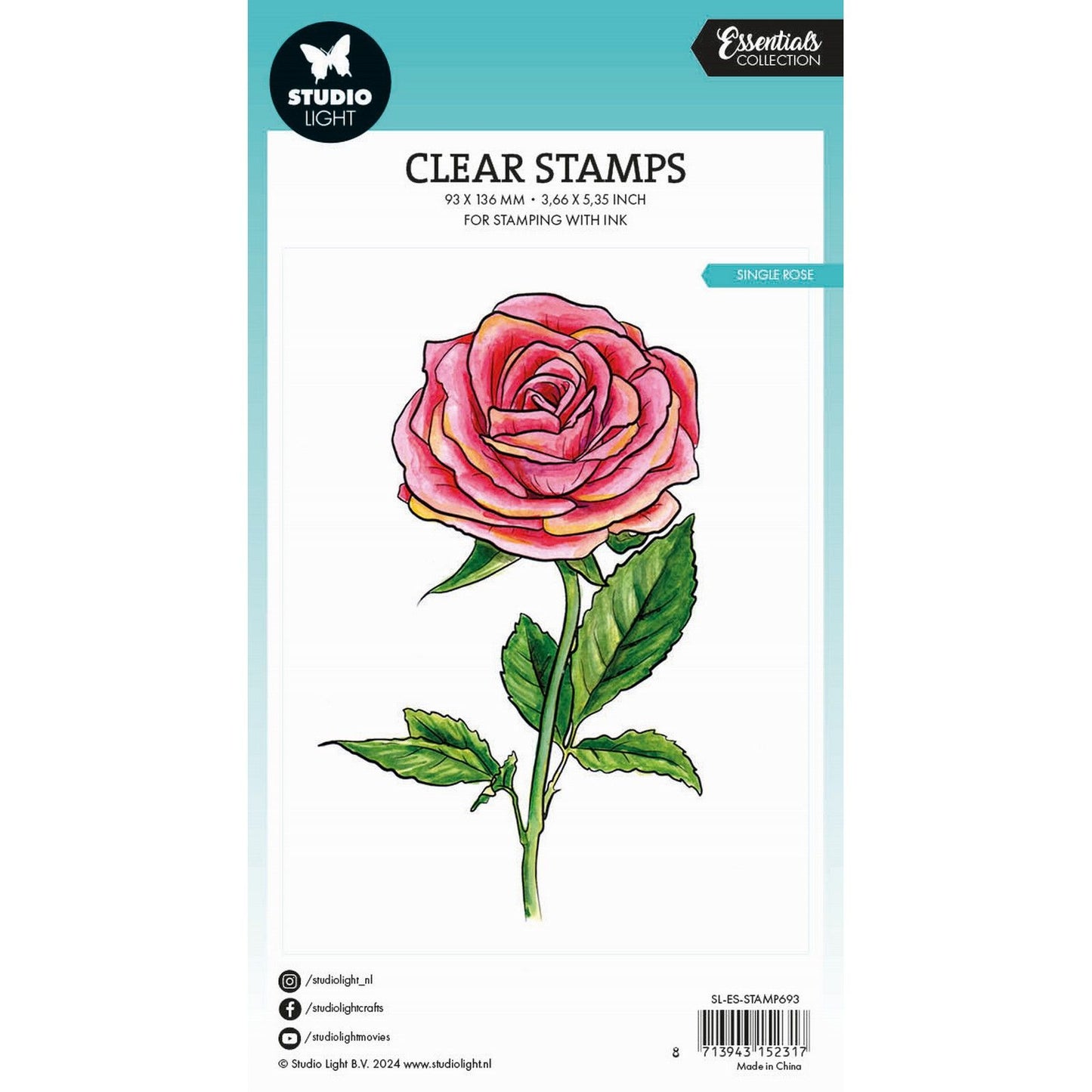 Lampada da studio • rosa singola con timbro trasparente essenziale