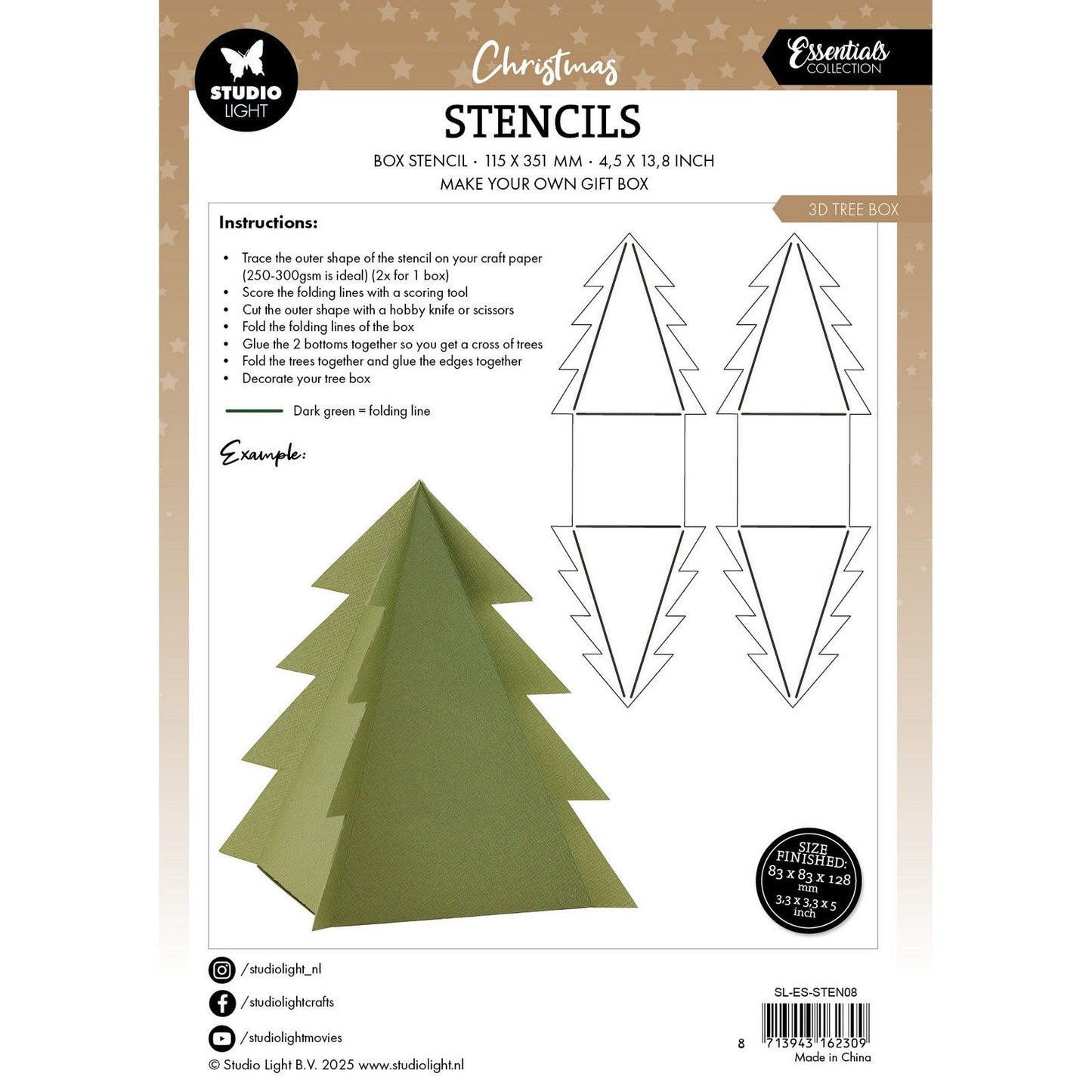 Luce da studio • stencil essenziale per scatola per albero 3D