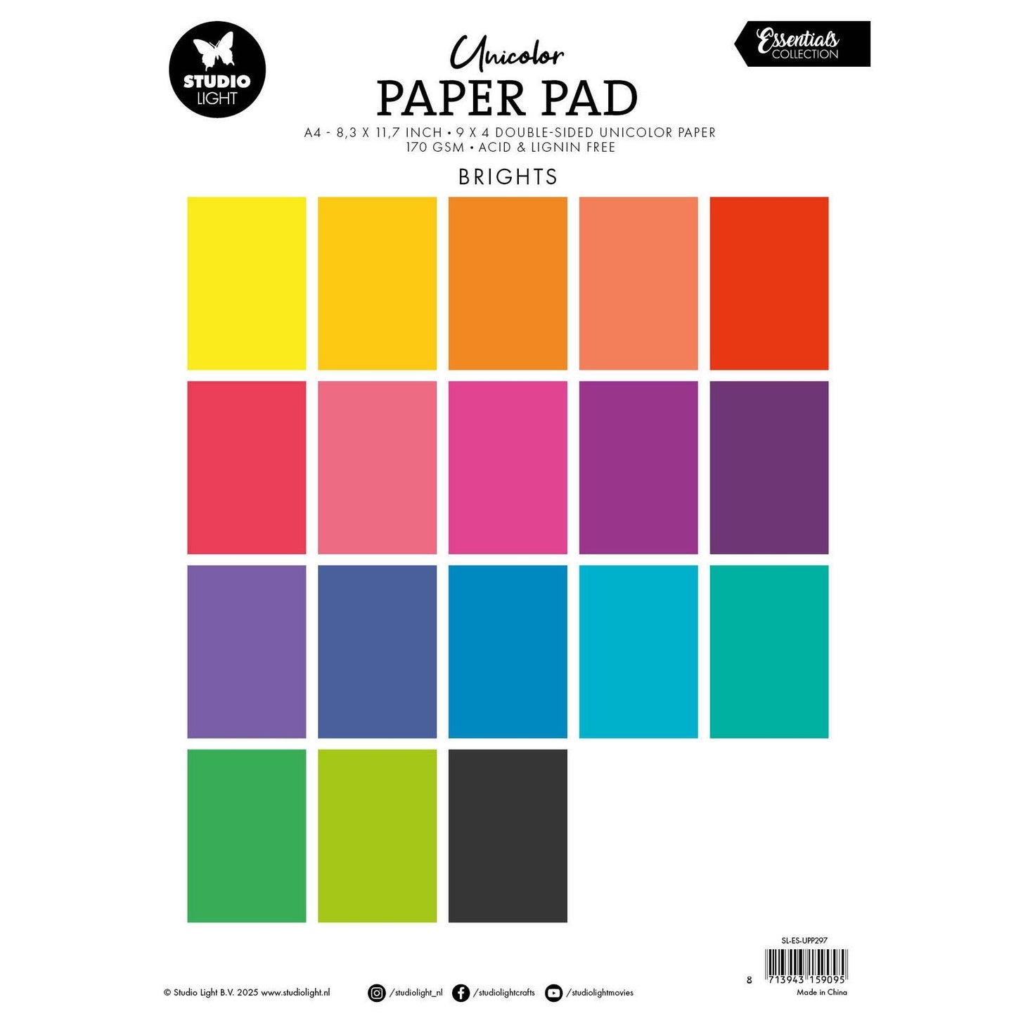 Luz de estudio • Essentials bloc de papel unicolor tonos brillantes
