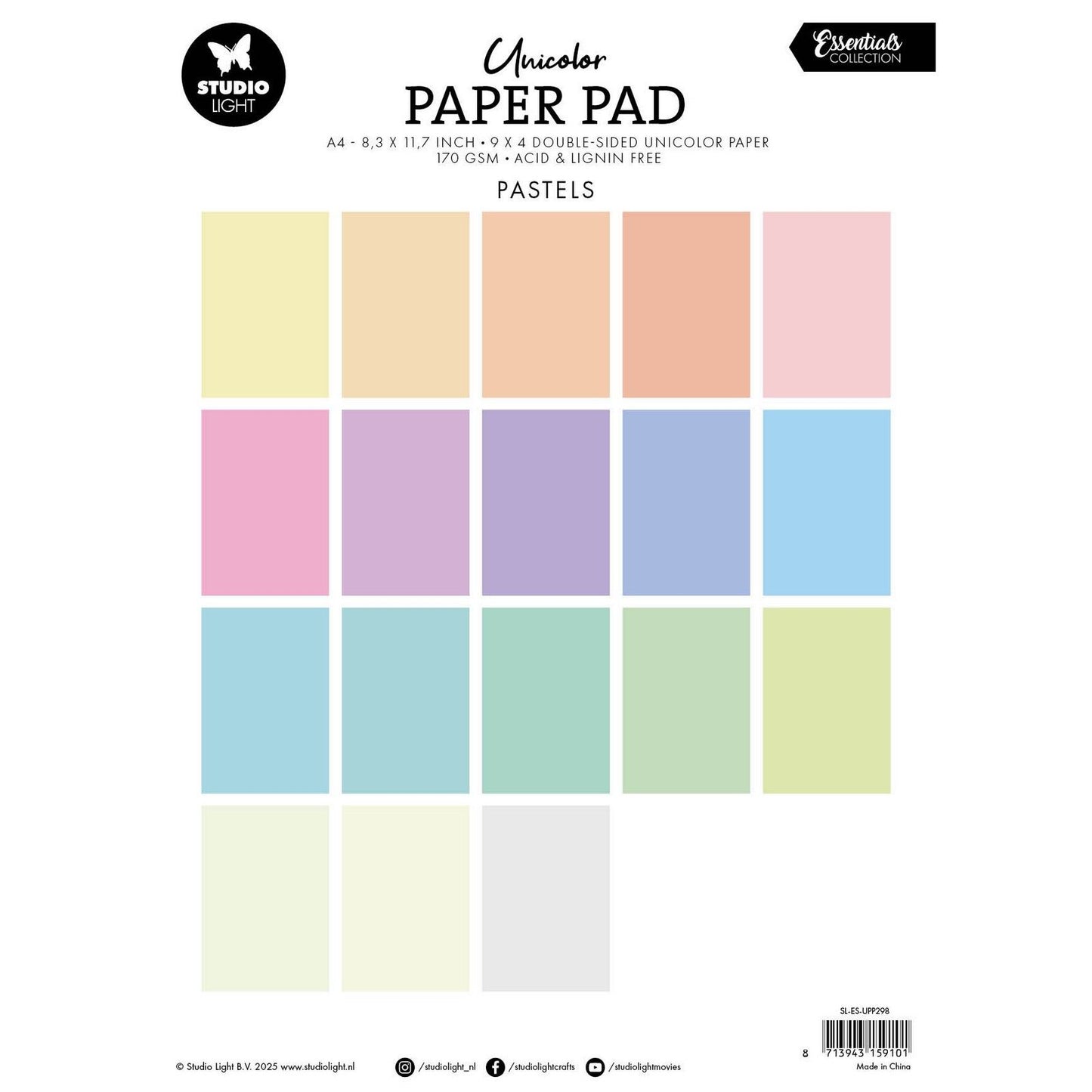 Studio light • Essentials blocco di carta unicolor toni pastello