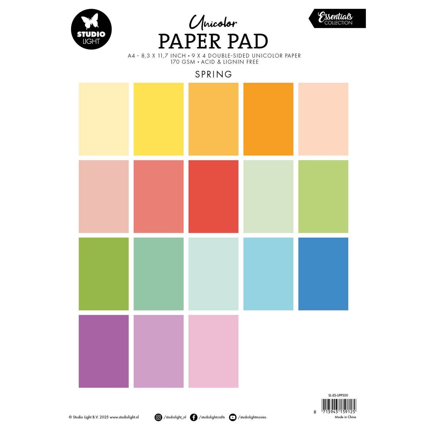 Studio light • blocco di carta monocolore essenziale nei toni primaverili