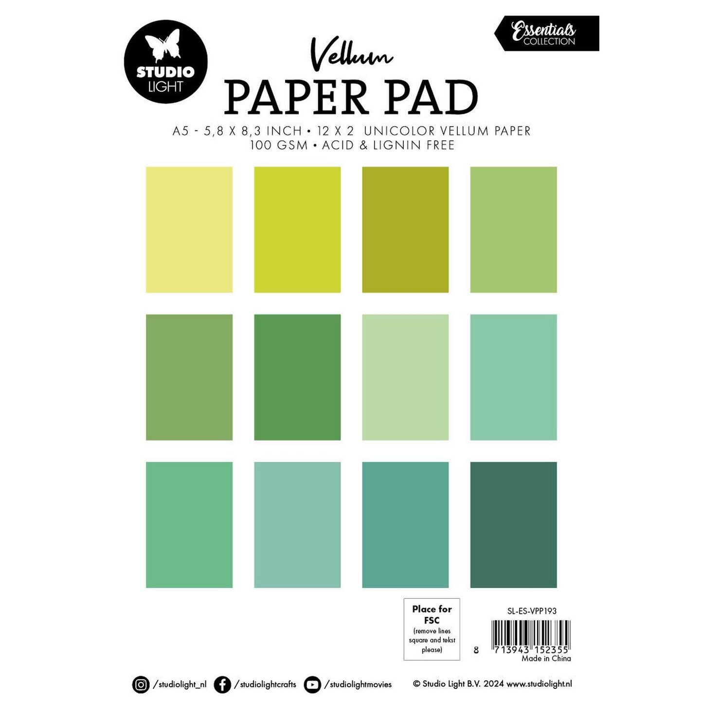 Luz de estudio • bloc de papel vitela Essentials papel unicolor