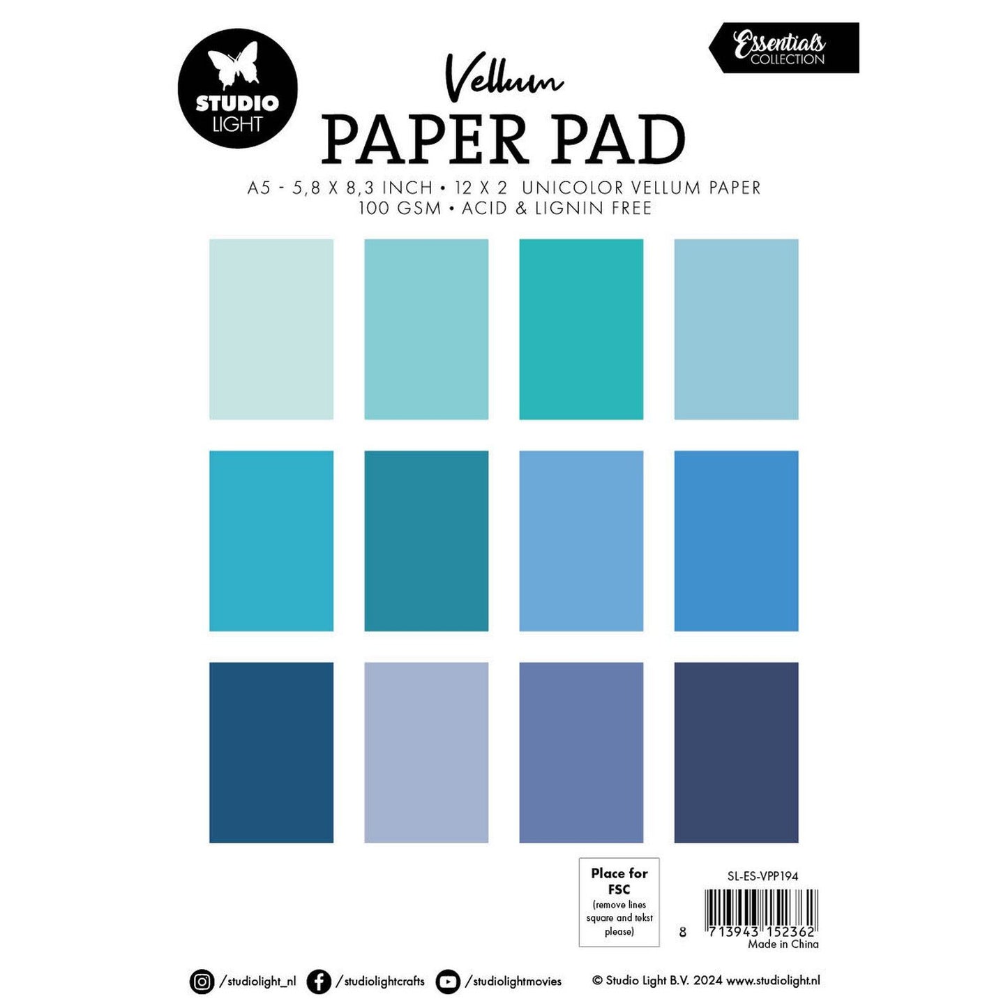 Studio light • Essentials blocco di carta velina carta unicocolor