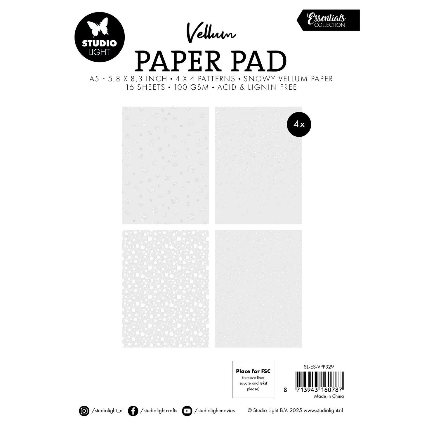 Luz de estudio • Essentials bloc de papel vitela copos de nieve