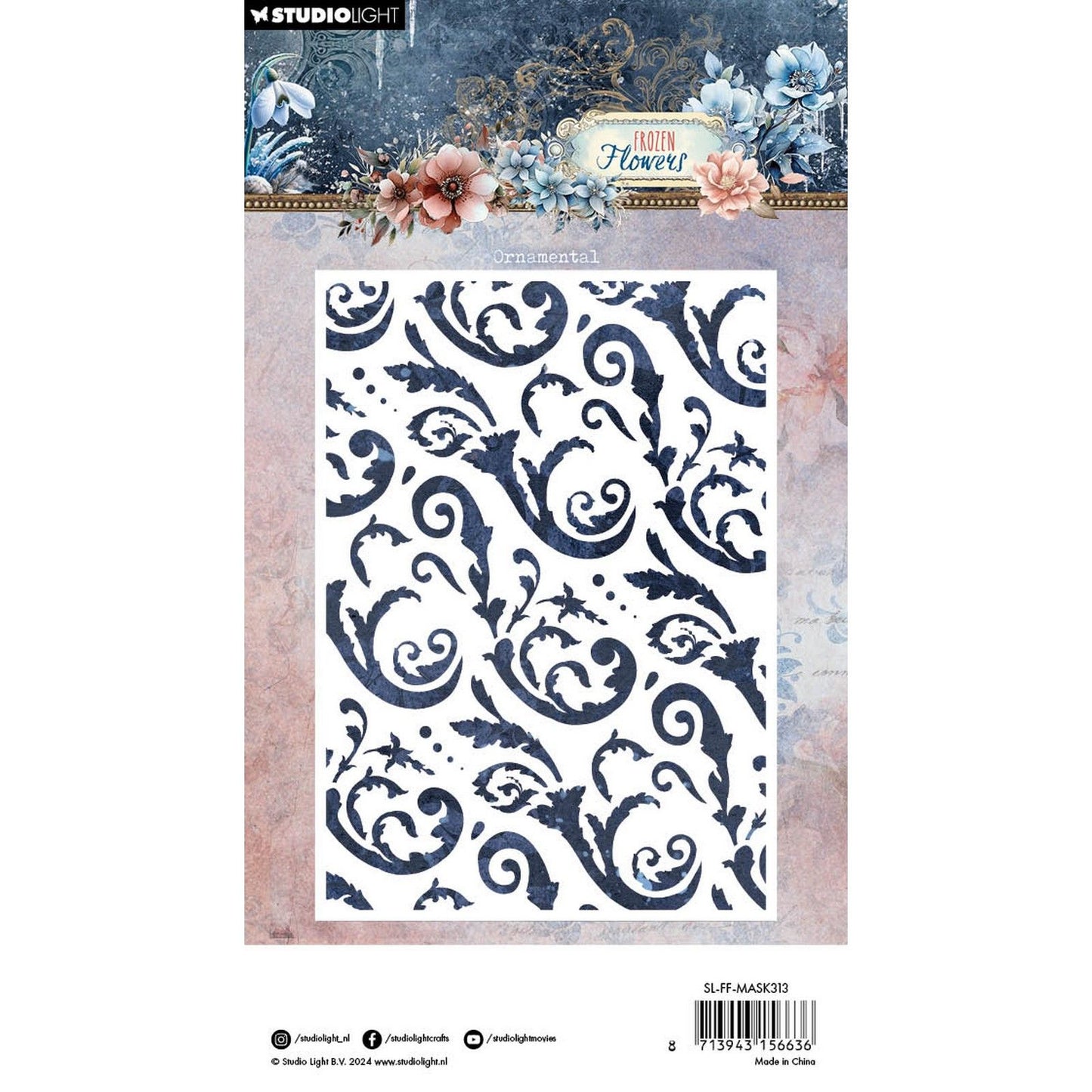 Studio luce • fiori congelati maschera stencil ornamentale