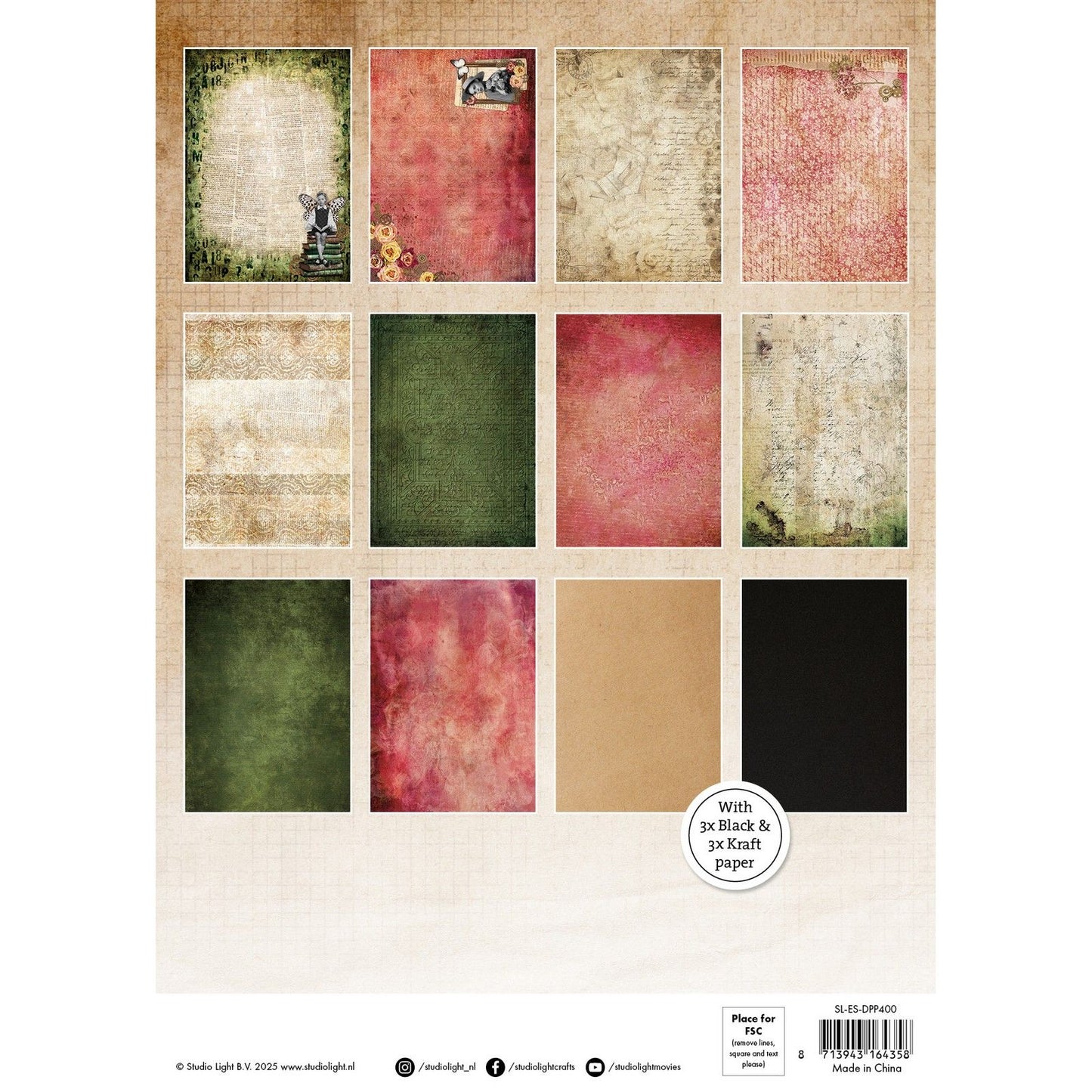 Studio light • Documenti di base per tappetini in carta di design della collezione grunge