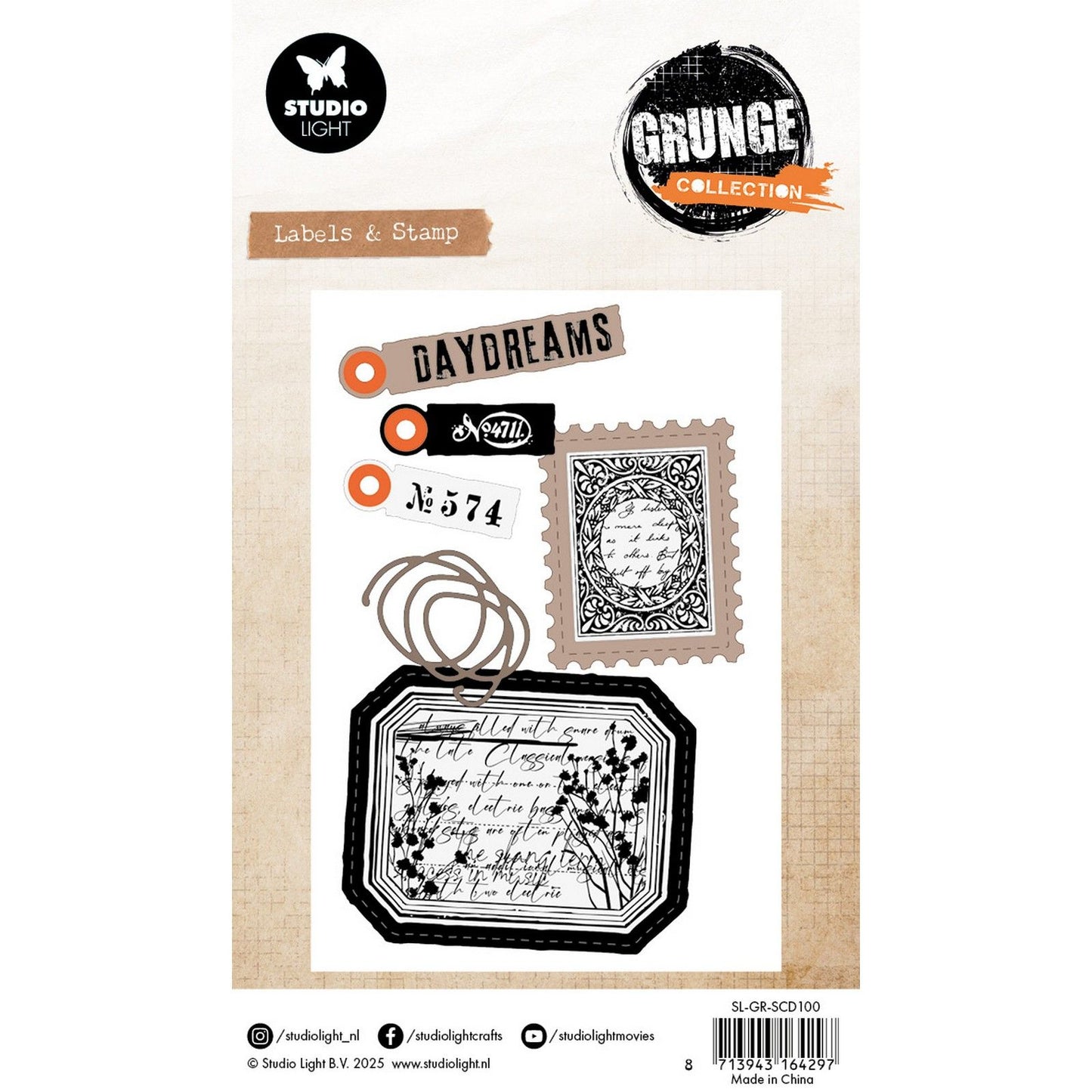 Studio light • Collezione grunge fustelle da taglio per francobolli etichetta timbro