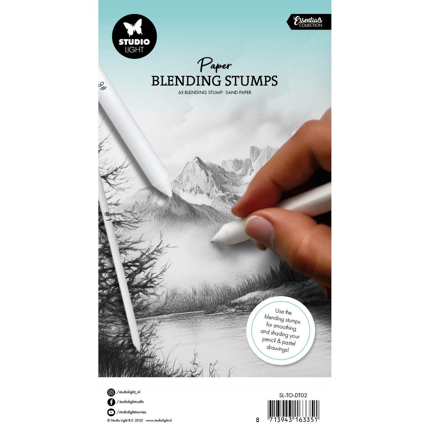 Luz de estudio • elementos esenciales herramientas de dibujo papel difuminado tocones papel de lija