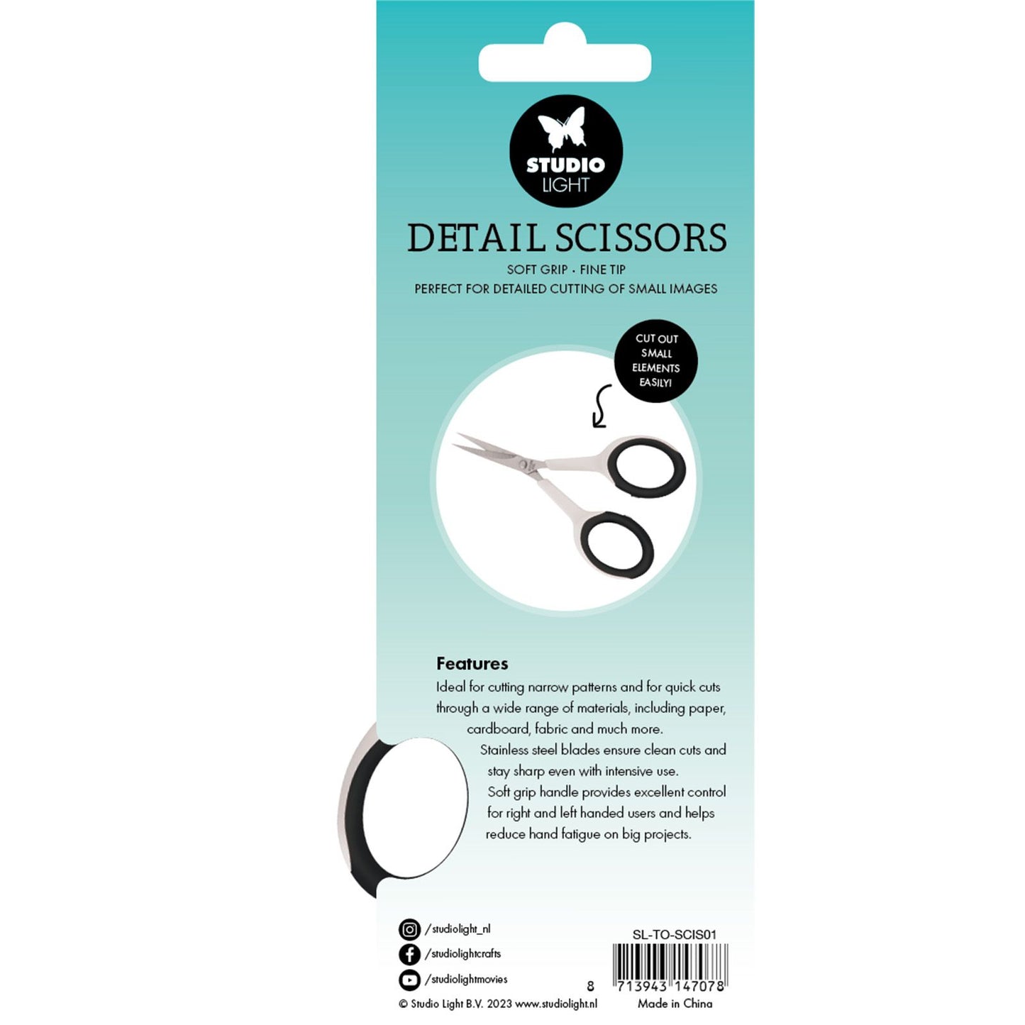 Luz de estudio • Essentials Tijeras para detalles Agarre suave Punta fina