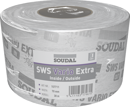 Soudal sws vario extra | película reguladora de la humedad | 70 mm x 30 m | blanco - 157711