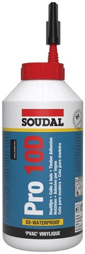 Cola para madera blanca soudal pro10d, botella 750gr. - 108768