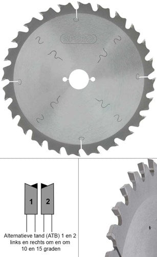 Lama per sega legno TCT Spero 230mm 24 denti - foro 30mm - spw-230-24-30