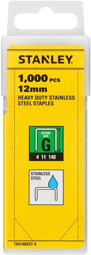 Utensili manuali Stanley graffette in acciaio inox 12mm | digitare g | 1000 pezzi - tra708sst-0