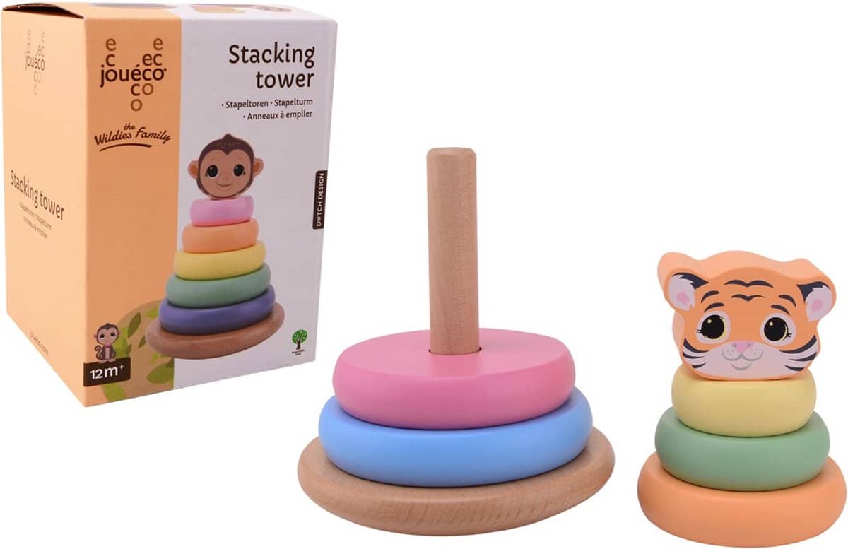 Cilgro Joeéco The Wildies Family Stack Tower en colores divertidos de 14 cm de altura