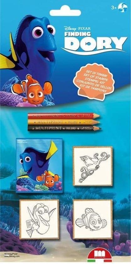 Trovare il set di timbri in legno Dory con matite colorate