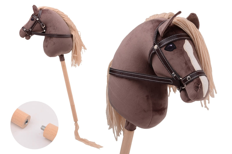 Cavallo hobby Johntoy corto con coda di cavallo agrifoglio deluxe marrone scuro
