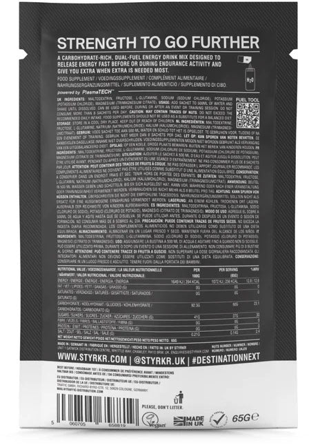 Mezcla de bebida energética Styrkr mix60 con doble carbohidrato