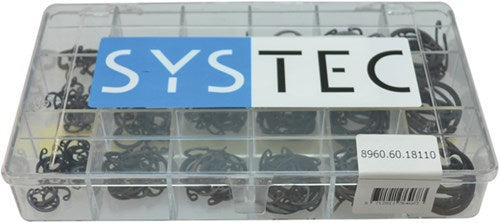 Scatola assortimento Systec Anello portafusibili 18 scomparti per asse fosfatato DIN471 - 8960.60.18109
