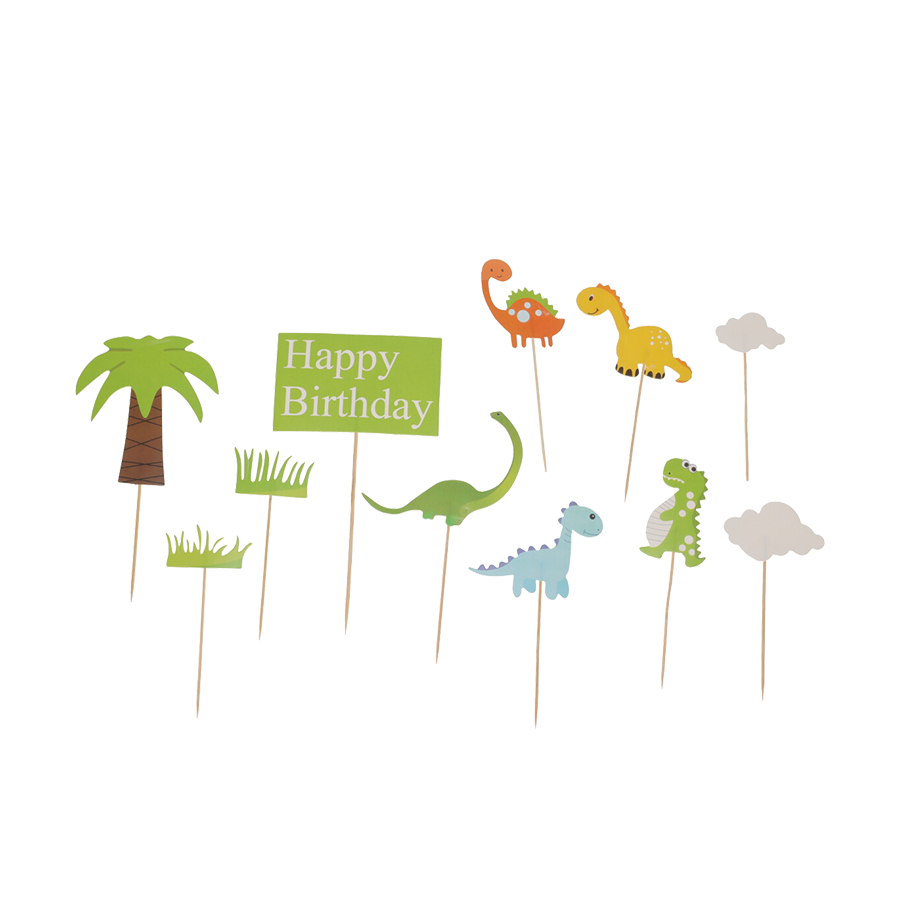 Set decorazioni per torte dinosauri 11 pezzi