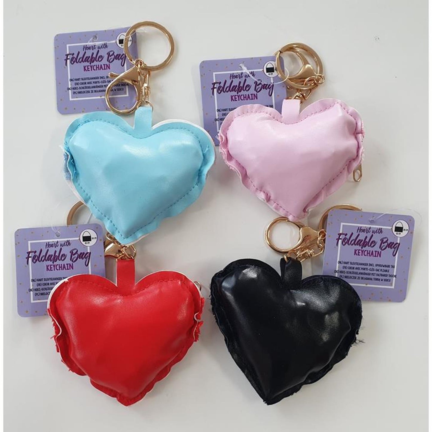 Llavero corazón con bolsa plegable