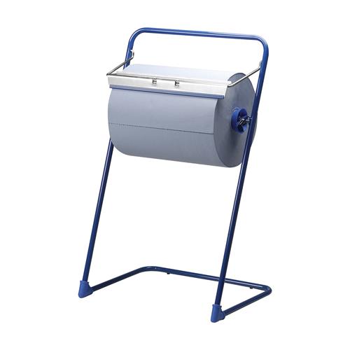 Soporte de suelo para limpieza de maxi rollos de papel.