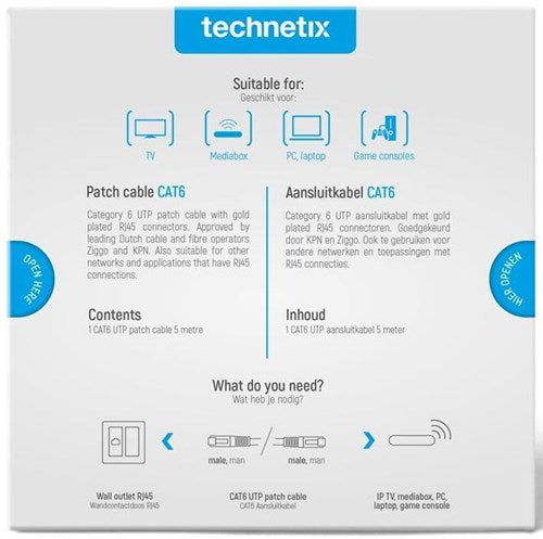 Technetix cable de conexión utp cat6 5m blanco - 2077010