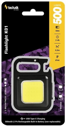 Lampada da lavoro a LED Technik ricaricabile, portachiavi 500 lumen - 5720010