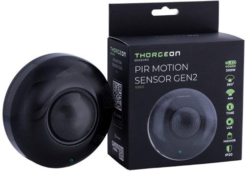 Rilevatore di movimento Thorgeon da soffitto a superficie 360 gradi nero - 3900521
