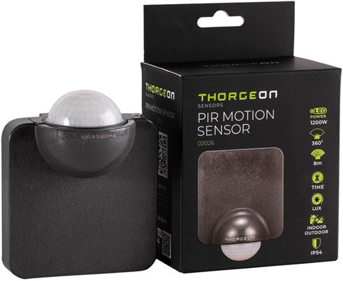 Thorgeon detector de movimiento de superficie de pared 360 grados ip54 fijo negro - 3900511